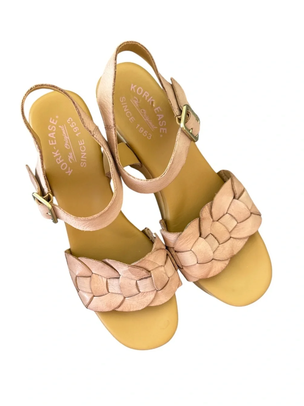 Kork-Ease Walda Platform Clog Heels Leather Sandals Blush Pink Women’s Size 9